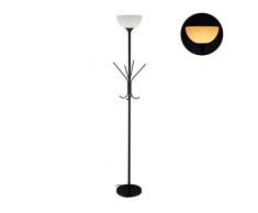 Relaxdays 10028386 Lampe droite avec garde robe, 8 crochets, design moderne, douille E27, en mÃ©tal, Hxd: 180 x 33 x 30 cm, Noire, plastique, 1