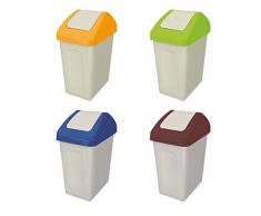 BranQ - Home essential Swing Poubelle en Plastique PP, Jaune/Vert/Bleu/Marron 18,6 x 26,6 x 37,5 cm