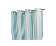 HomeMaison Voilage à Rayures Verticales, Coton, Turquoise, 250x140 cm