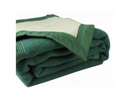 Couverture hiver Confort - 100% pure laine vierge - OURSON - Vert F3/Ecru A1 - 150 x 220