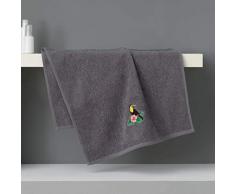 douceur dintérieur serviette de toilette 50x90 cm eponge brodee toucalaos anthracite