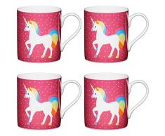 Kitchen Craft Lot de 4 Tasses en Porcelaine Anglaise pour Enfant Rouge 250 ML, Porcelaine, Rose, 250 ML, Set of 4