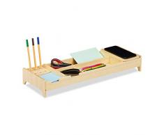 Relaxdays Chargeur Ã Induction, Organiseur de Bureau avec Chargeur sans Fil, Charge sans Fil, 5 Ã©tagÃ¨res, Bois, Naturel, H x l x P : env. 7,5 x 52,5 x 18 cm