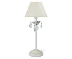 Tosel 63739 Lampe de Chevet Pampilles Acier 60 W E14 Blanc cérusé