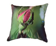Coussin 50 x 50 cm déhoussable - Thème fleur - couleurs: Vert et Rouge - Photo dart by Isabelle Delbecque