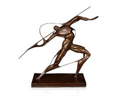 Arte Dal Mondo XN1038 Lanceur de Javelot Abstraite Sculpture Moderne en Bronze patinÃ© avec Base en marbre, 45x30x19 cm