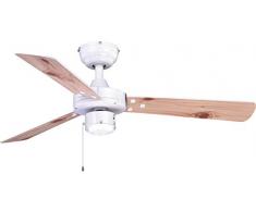 Ventilateur de plafond avec éclairage et interrupteur à tirette Cyrus 107 cm, Métal, WeiÃ, 107 x 107 x 39 cm 55watts 240volts