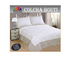 ForenTex Couvre-lit ys-2629 Couvre lit brodé Cousue avec taies pour Printemps/été/Automne Beige 190 x 260 cm + 1/50 X 70 Coussin 2Â