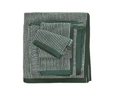Marc OPolo Timeless Tone Stripe Gants et carrÃ©s de Toilette, Eponge Coton tissÃ© Teint (550 GR/mÂ²), Pine Green/Off White, 16 cm x 22 cm
