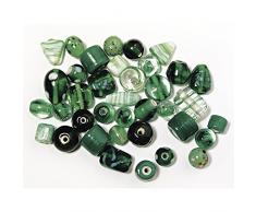 Rayher Hobby 14101429 de Bijoux Perles en Verre, 6â18 mm, sous Blister. 40 g, émeraude