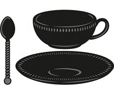 Marianne Design MARCR1238 Tasse de ThÃ© avec CuillÃ¨re Matrice de DÃ©coupe MÃ©tal Gris 9 x 20 x 0,5 cm