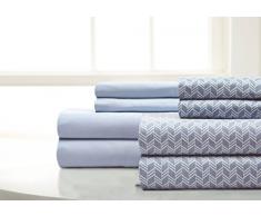 Haight Ashbury Fletch Lot de draps en Microfibre, Microfibre, Bleu Coral, Super King