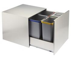 ELLETIPI Street 2.0 PA2 inl424348 a Poubelle de tri sélectif extractible Inoxydable pour Base, Acier, 48 x 43 x 40 cm