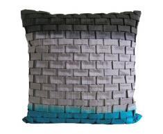 Nitin Goyal Origami Coussin smockÃ© Ã la main DÃ©gradÃ© vert olive/gris/noir 40 x 40 cm