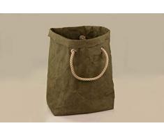 B&P Italia Sac à Linge avec poignée Effet Corde de Coton 60cm Olive