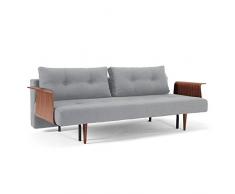 INNOVATION LIVING Canape design RECAST PLUS Soft Pacific Pearl convertible lit 200*140cm accoudoirs noyer