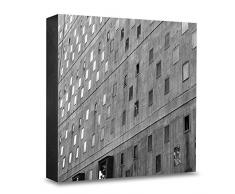 COGNOSCO HG-S112 Tableau Mural en Bois avec Photo darchitecture et Support de chansons en Bois Noir/Blanc 15 x 15 cm
