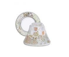 YANKEE CANDLE Abat-Jour et Assiette en Verre craquelé Doré/Perle Petit Format