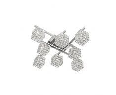 Oaks Lighting Suspension ChromÃ© 6âMizar Lustre carrÃ© avec gouttes en cristal ArgentÃ©