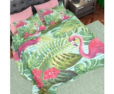 PETTI Artigiani Italiani - Parure de Lit, Lit (180x200), Drap de Lit, Linge de Lit, Flamants, Tissu 100% Satin Frais, 100% Made in Italy