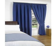 Dreamscene Paire de luxe entièrement doublé Rideaux occultants thermiques plissés avec embrasses, bleu, 66 x 54
