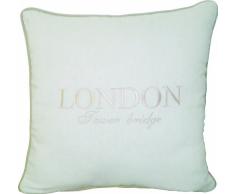 My Flair 23.01SF Coussin 45 x 45 x 14 cm, 40% Coton 30% Lin 20% Viscose 10% Polyester Blanc/Broderie London