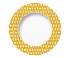 Excelsa Enjoy Plat Fruits Epi, Porcelaine, Jaune, 21Â x 21Â x 1,5Â cm