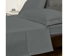 Julian Charles Facile dentretien Drap Plat en Percale, Coton Polyester, Gris, Double