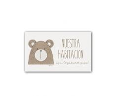 CUADRIMAN ppla-b Plaque Porte Bear, Bois, Ocre et Marron, 15Â x 25Â cm