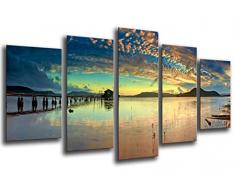 Tableau Moderne Photographique, Impression sur bois, Land Australia Lake Sunset, 165 x 62 cm, ref. 26039