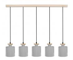 Tosel 21051 Lustre 5 Lumières Acier, E27, 40 W, Bleu, 90 x 90 cm