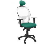 Piqueras Y Crespo (PIQU7) Chaise Jorquera Maille Blanche Assise Bali Vert avec tête Fixe Bureau Taille Unique