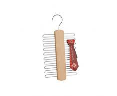 Home Cintre pour 20 Cravates, Acier/Bois, 17 x 1 x 30 cm