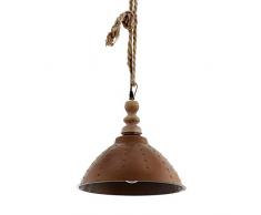 Eglo Suspension Riddlecombe, 1 lampe suspendue Vintage Industrial, Rétro Suspension Bois Acier et Naturel Corde Lampe de Table de Salon Suspension Luminaire Suspendu Marron E27