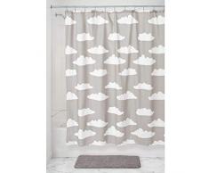 iDesign Novelty Poly 12 Åillets, impermÃ©able en Polyester, Rideau de Salle de Bain avec imprimÃ© Nuages pour Douche ou Baignoire, Gris/Blanc, 182,9 cm x 0,3 cm