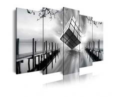 Dekoarte 459 - Tableau moderne sur toile monté sur cadre en bois 5 pièces, design rubik cube zen, 150x80cm