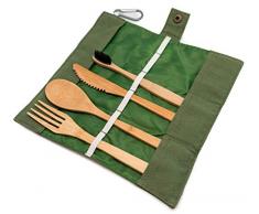 Nerthus FIH 654 654 Set de couverts portables en bambou. Compact, Ã©cologique, 100% naturel et rÃ©utilisable. Facile Ã transporter, ultra-lÃ©ger et durable, en acier inoxydable.