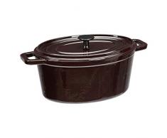 AmazonBasics Cocotte en fonte émaillée ovale de haute qualité 5,9 L - Rouge (Deep Cranberry)