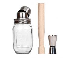 Helio Ferretti Mason HF Set Vintage de Bar Cocktail, Verre, métal et Plastique, Blanc, 25 x 20 x 7 cm