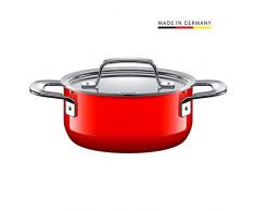 Silit Zeno Red Faitout 16 cm avec Couvercle en métal et marmite 1,3 l en céramique Fonctionnelle Silargan Rouge