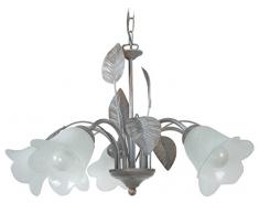 Tosel 20715 Lustre - Eglantine, Tube et tÃ´le Acier, Peinture Ã©poxy, verrerie Mate, E14, 60 W, Taupe/Blanc