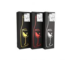 Lot de 6 sacs cadeaux avec étiquette et poignées, verres à vin, verres à vin, porte-bouteilles pour anniversaire de mariage, anniversaire, occasions spéciales, H 39 cm, l 12 cm, P 9 cm