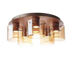 Brilliant Beth Plafonnier 5 ampoules en verre 8 W Cuivré mat/ambre