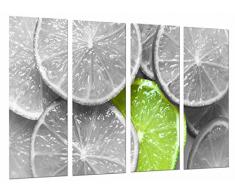Tableau Moderne Photographique, Impression sur bois, Citron noir et blanc original, fruit vert, 131 x 62 cm, ref. 26879