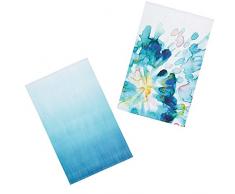 Kitchencraft Abstrait Fleur 100% Imprimé Floral torchons, 70 x 47 cm (Lot de 2), Coton, Multi/Couleur, 46 x 0.1 x 69.5 cm