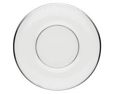 DEGRENNE - Galon platine lot de 6 soucoupes tasses dÃ©jeuner, porcelaine de Limoges - Blanc