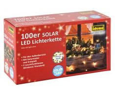 Idena 30440 Guirlande lumineuse à 100 LED solaires avec module et piquet 2 modes déclairage Blanc chaud