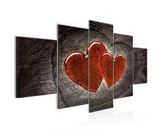 Tableau decoration murale Coeur bois - XXL Impression sur Toile Salon Appartment 5 Parties - prÃªt Ã accrocher - 104153b