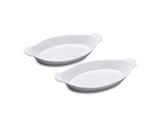 WM Bartleet & â¿Sons 1750 TSET141 Lot de 2 plats traditionnels en porcelaine ovale Gratin de cuisson et de cuisson Blanc 28 cm
