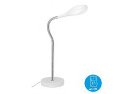 Briloner Leuchten 7505-016 Table à LED, Lampe à Poser avec Cordon et Interrupteur, Tube Flexible, 4,5 Watt, 500 Lumen, 3 000 Kelvin, Blanc chromé, 4.5 W